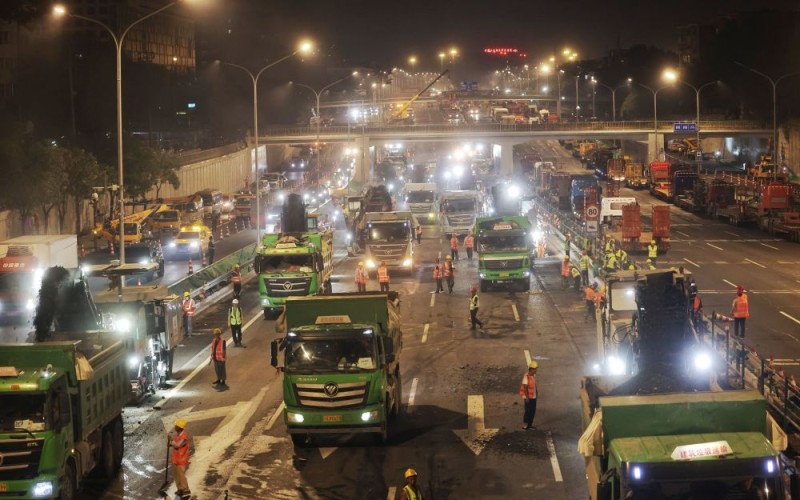 北京西北四环大修，重点路段道路桥梁工程完成过半